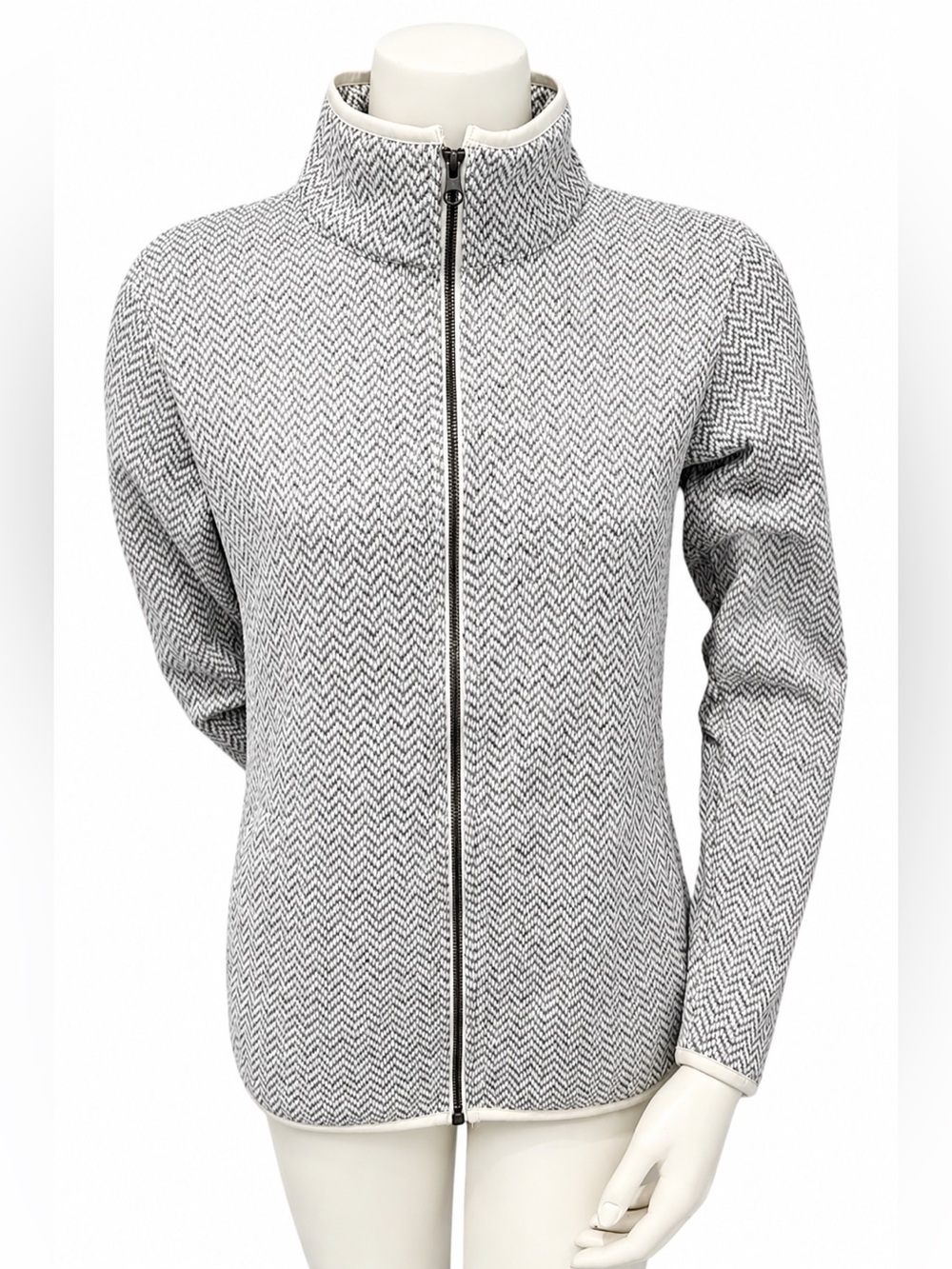Columbia Jacket Women’s Size M Gray Herringbone Fleece Full Zip - Picture 2 of 11